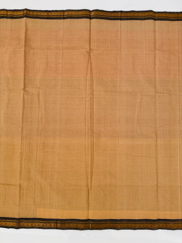Handwoven Mangalgiri Cotton Saree | Beige | Horizontal Lines | Gold Zari | Handwoven | Ships from California